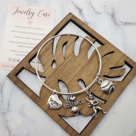 Softball Mom Expandable Charm Bracelet - Picture 5 of 11